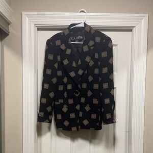 Escada Black and Tan Wool Blazer